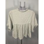 Bohme  Women's‎ Top Medium Collared Frayed Hem Green Peplum Bohemian Blouse Photo 1
