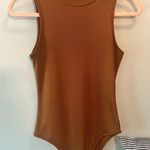 SheIn Women’s Ribbed Rust Orange Mock Neck Bodysuit Size Small NWOT Photo 1