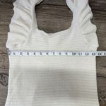 Anthropologie  Ruffled Pointelle Knit Mini Dress Square Neck Ivory Cream Womens S Photo 3