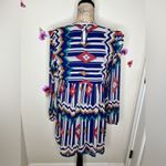 Umgee  Aztec Babydoll Style Southwestern Print Design Blue & White Dress Size L Photo 10
