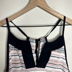 Athleta Coastal Dunes Multicolor Geometric Print Split Neck Tassel Tie Back Top Photo 7