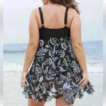 NWT!Black floral full coverage, swim dress size 12 or large Black Photo 2