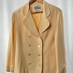 Vintage Oleg Cassini Double‎ Breasted Jacket in Yellow Size 14 Petite Photo 0
