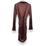 RTR Louna Brown Shimmery Collared Long Sleeve Side Ruched Mini Dress Sz L Size L Photo 6