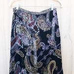Womens Reversible Midi Skirt Size M Black Multicolor Floral Paisley Ruffle Boho Size M Photo 5