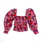 Free People  Ariana Cotton Blend Smocked Bodice Puff Sleeve Party Combo Blouse XS Photo 0