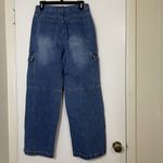 Forever 21  Cargo medium blue washed wide leg high waist denim jeans size 28 Photo 4