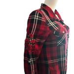 Guess  Red Plaid Floral Embroidered Flannel Button Down Shirt Y2K Grunge Size M Photo 2