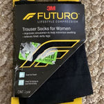 FUTURO LIFESTYLE MODERATE COMPRESSION TROUSER SOCKS FOR WOMEN. LARGE. New. Black Photo 0