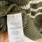 CAbi Olive and White Striped Crew Neck Sweater Photo 7