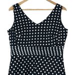 Amanda Smith Dress Womens 10 Black White Cotton Polka Dot Sleeveless Retro 50s Photo 1