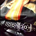 Y2k Gothic Black Pu leather punk belt with silver metal rings Multiple Photo 2