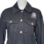 PacSun Women’s Distressed Denim Black Jacket Size XS/S Cotton Button Front Photo 1