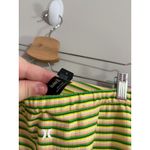 Hurley Striped Ribbed Ruched Mini Skirt Yellow Green Pink Size M Photo 2