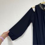 XScape X by  Blue Beaded Collar Formal Mini Dress Women 16 Babydoll Cold Shoulder Photo 4