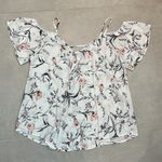 women size small off the shoulder white flower blouse 100% polyester spring trim Photo 2