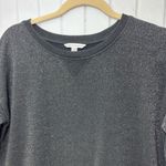 American Eagle  Outfitters Black Metallic Pullover Top Long Sleeve Slit‎ Sides M Photo 3