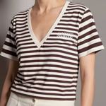 Ganni  Software Striped Jersey V- neck Tee Photo 0