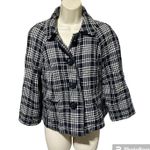 Briggs New York Petite Plaid Black White Cropped Blazer Jacket women size 12 P Photo 2