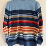 Denim & Co Blue Striped Fleece Sweatshirt Quarter Zip Photo 1