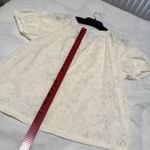 Calypso St. Barth NWT  Womens L Eyelet Blouse Puff Sleeve Pale Yellow Cottagecore Photo 4