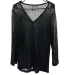 Sand N Sun Black Mesh Sequined Slit V Neck Beach Pullover Cover Up Womens Small Photo 6