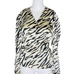 VICI Zebra Print Satin Wrap Blouse Long Sleeve Surplice Top Size Small Photo 1
