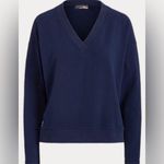 RLX RALPH LAUREN Womens Large Navy Blue V Neck Long Sleeve Golf Pullover Top Photo 3