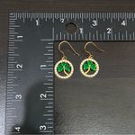 Goldplated CZ Emerald Green Crystal Glass Shamrock Lucky Clover Leaf Earrings Photo 14
