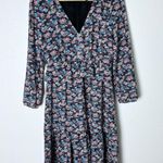 J.Crew Ruffle Hem Paisley Floral Midi Dress Sz 4 Ling Sleeve Photo 0