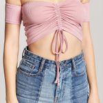 Forever 21 Pink off the shoulder ruched tie crop top Photo 0