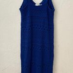 Freshman 1996 Royal Blue Summer Crochet Lined Tank Scallop Hem Bodycon Dress XS Photo 2