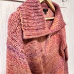 J.Crew  Sweater Women Small Pink Oversized Collar Zip Ombre Knit Coastal Coquette Photo 3