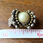 Boutique Vintage Womens Pearl Clip On Earrings with Silver and Gold Accents Photo 14