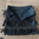 Sincerely Jules Black Faux Leather Mini Skirt Studded Fringe Detail Size Small Photo 9