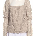 Cupcakes & Cashmere Blouse Cream Size Small NWT Lace Cottagecore Long Sleeve Photo 0