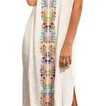 Boutique Embroidered Floral Swim Cover White Size XS Photo 0