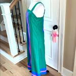Colorful Maxi Dress Green with Vertical Pink Blue Striped New Size XS Photo 1