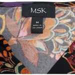 New MSK Dress Womens Medium Black Midi Floral Paisley Belted Stretch Boho Career Photo 2