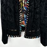 Alberto Makali Embellished Jacket Women's Large Black Velvet Beaded Open Front Photo 3