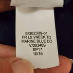 Gap  Factory Navy Mint Polka Dot Long Sleeve Vneck Blouse Size Medium Photo 7