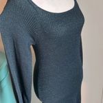 Nine West New Women’s Balloon Sleeve Deep Metallic Green Midi Sweater Dress Photo 4