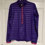 Nike  Dri-Fit Purple Striped Quarter-Zip Pullover Photo 0