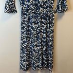 Leota  Dress Perfect Wrap Ruffle Sleeve Dress in Calico Blue Sz S EUC Work Office Photo 7