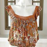 Rachel Zoe Floral Baloon Top Cropped Ruffled Shoulder Sleeveless Size M NWT Photo 0