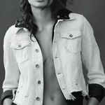 Free People RARE Double Weave Denim Jacket Hoodie Distressed Layered Boho Small Photo 0