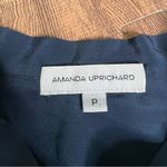 Amanda Uprichard  Silk v neck‎ blouse navy 3/4 sleeve balloon bow tie front P XS Photo 2