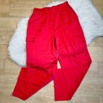 Haute Monde Red satin cargo styles high waisted wide leg pants M Photo 0