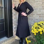 CAbi  Black Dishy Faux Wrap Dress Sz.L Photo 4