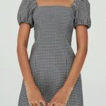 ZARA  Gingham Puff Sleeve Mini Dress black and white size large Photo 4